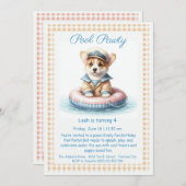 Puppy Splash Verjaardag Pool Party Uitnodiging (Voorkant / Achterkant)