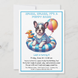 Puppy Splash Verjaardag Pool Party Uitnodiging