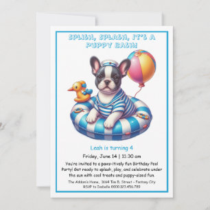 Puppy Splash Verjaardag Pool Party Uitnodiging
