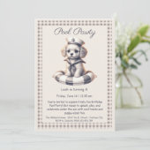 Puppy Splash Verjaardag Pool Party Uitnodiging (Staand voorkant)