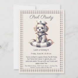 Puppy Splash Verjaardag Pool Party Uitnodiging