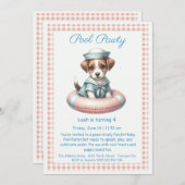 Puppy Splash Verjaardag Pool Party Uitnodiging (Voorkant / Achterkant)