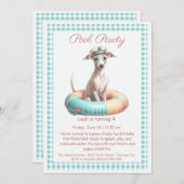 Puppy Splash Verjaardag Pool Party Uitnodiging (Voorkant / Achterkant)