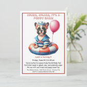 Puppy Splash Verjaardag Pool Party Uitnodiging (Staand voorkant)