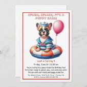 Puppy Splash Verjaardag Pool Party Uitnodiging (Voorkant / Achterkant)