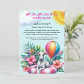 Puppy Splash Verjaardag Pool Party Uitnodiging (Staand voorkant)