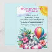 Puppy Splash Verjaardag Pool Party Uitnodiging (Voorkant / Achterkant)