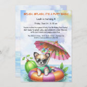Puppy Splash Verjaardag Pool Party Uitnodiging (Voorkant / Achterkant)