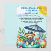 Puppy Splash Verjaardag Pool Party Uitnodiging (Voorkant / Achterkant)