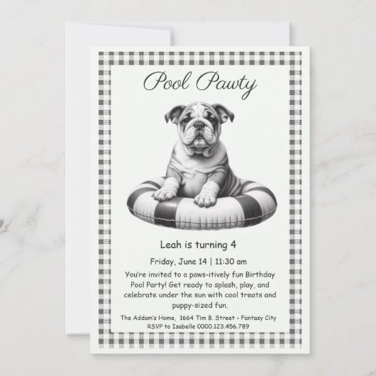 Puppy Splash Verjaardag Pool Party Uitnodiging (Voorkant)