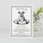 Puppy Splash Verjaardag Pool Party Uitnodiging (Staand voorkant)