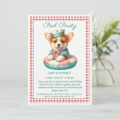 Puppy Splash Verjaardag Pool Party Uitnodiging (Staand voorkant)