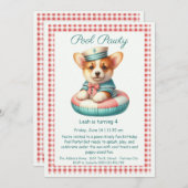 Puppy Splash Verjaardag Pool Party Uitnodiging (Voorkant / Achterkant)