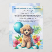 Puppy Splash Verjaardag Pool Party Uitnodiging (Voorkant / Achterkant)