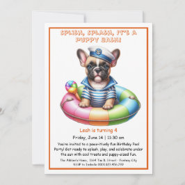 Puppy Splash Verjaardag Pool Party Uitnodiging