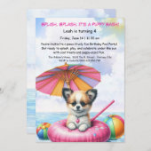 Puppy Splash Verjaardag Pool Party Uitnodiging (Voorkant / Achterkant)