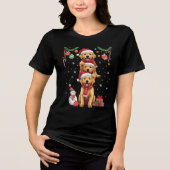 Puppy Stack Golden Retriever Christmas Dog Gift Tri-Blend Shirt (Voorkant)