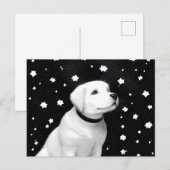 Puppy & sterren in zwart-wit Retro Briefkaart (Voorkant / Achterkant)