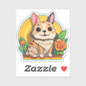 Puppy Sticker with Flower (Vel)
