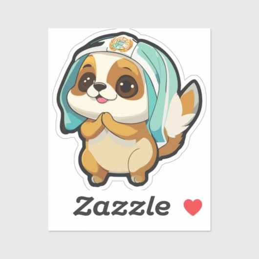 Puppy Sticker with Winter Hat  (Vel)