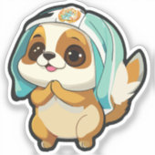 Puppy Sticker with Winter Hat  (Voorkant)