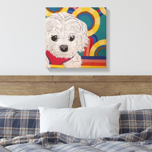 Puppy Stretched Canvas Print (Insitu (Slaapkamer))