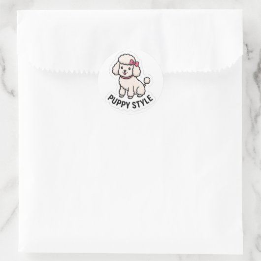 Puppy Style Cute Poodle Sticker – Kawaii Hond Lief (Tas)