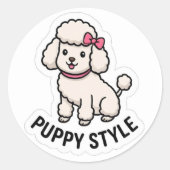 Puppy Style Cute Poodle Sticker – Kawaii Hond Lief (Voorkant)
