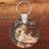 Puppy Taking A Bath Vintage Antique Sleutelhanger (Achterkant)