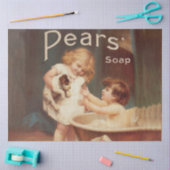 Puppy Taking A Bath Vintage Antique Tissuepapier (Craft)