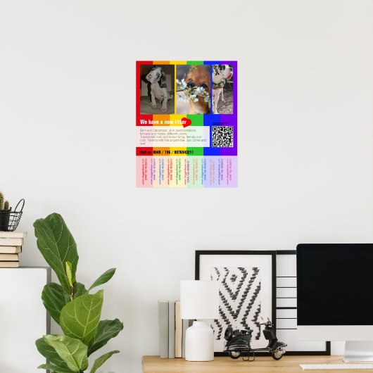 Puppy te koop flyer met QR code Poster (Thuiskantoor)