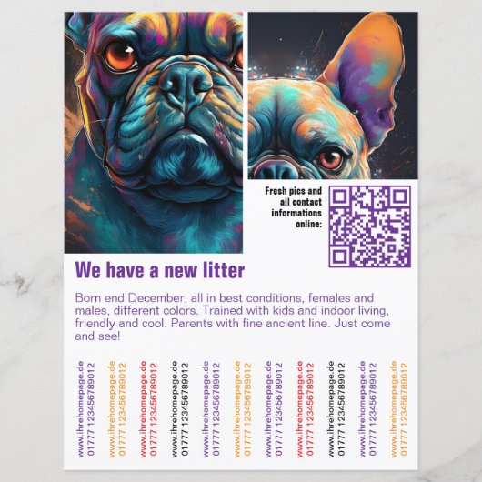 puppy te koop flyer sjabloon QR-code (Voorkant)
