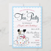 Puppy Tea Party | Retro Birthday-uitnodigingen Kaart (Voorkant)