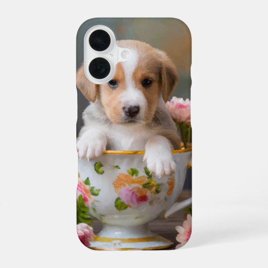 Puppy Teacup Phone Case iPhone 16 Hoesje (Achterkant)