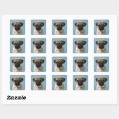 Puppy tegen blauwe achtergrond vierkante sticker (Vel)