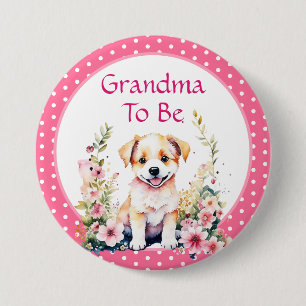 Puppy thema oma te zijn BABY SHOWER Ronde Button 7,6 Cm