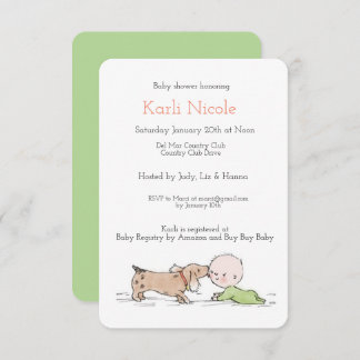 Puppy ThMED Baby shower Invitation Kaart