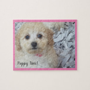 Puppy time Schattig in roze Legpuzzel