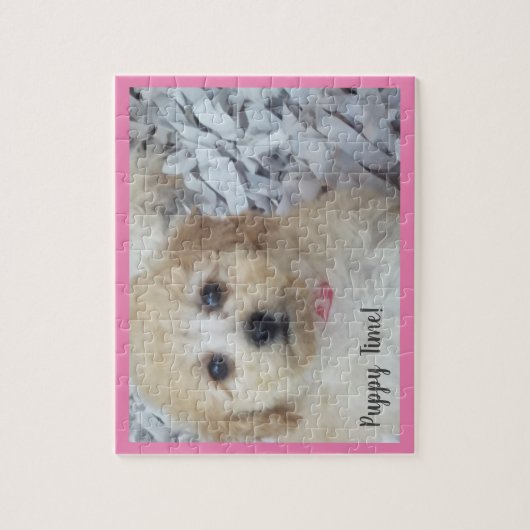 Puppy time Schattig in roze Legpuzzel (Verticaal)