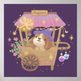 Puppy Tovenaar: Vintage Magische Verkoopwagen Poster
