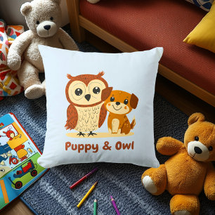Puppy & Uil Mooie Dierendecoratie voor Kinderen Kussen