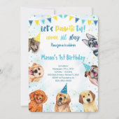 Puppy uitnodiging, hond verjaardag uitnodiging (Voorkant)