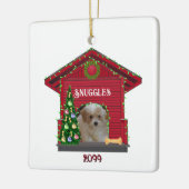 Puppy Upload Photo Decorated Dog House met kerst Keramisch Ornament (Links)