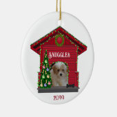 Puppy Upload Photo Decorated Dog House met kerst Keramisch Ornament (Rechts)