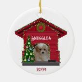 Puppy Upload Photo Decorated Dog House met kerst Keramisch Ornament (Achterkant)
