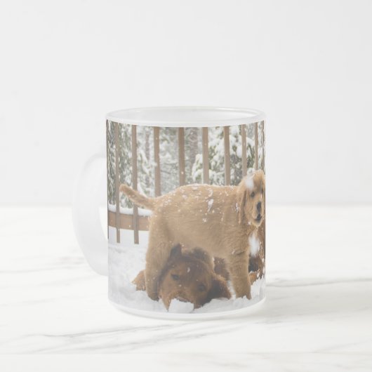 Puppy Vakantie Kerst Mok - Golden Retriever (Voorkant links)