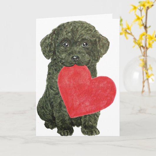 Puppy Valentijnsdag Card Kaart (Gele Bloem)