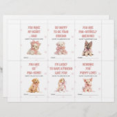 Puppy Valentine’s Day Cards for Kids Classroom Briefhoofd (Voorkant / Achterkant)