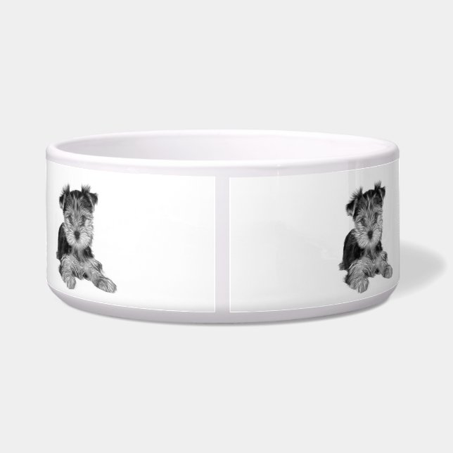 Puppy van de Yorkshire Terrier Voerbakje (Achterkant)