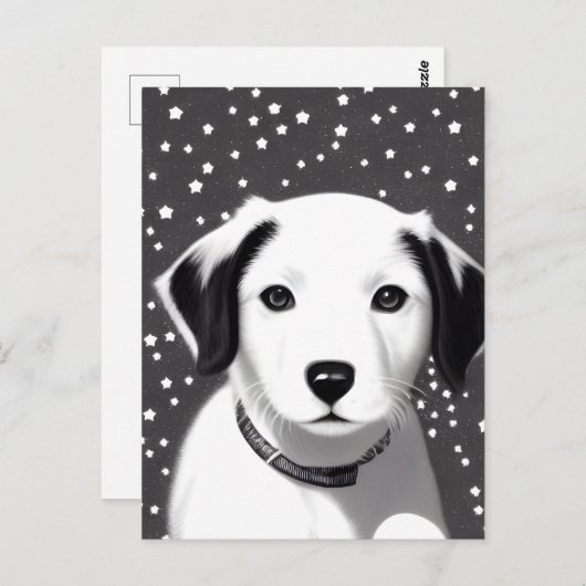 Puppy van zwart-wit-oproer briefkaart (Voorkant / Achterkant)